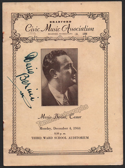 Berini, Mario - Signed Program Bradford 1944
