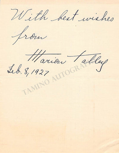 Talley, Marion - Signed Album Page 1927