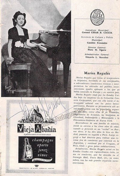 Regules, Marisa - Signed Program Buenos Aires 1946