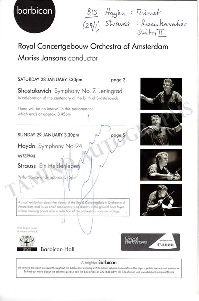 Jansons, Mariss - Signed Program London 2007