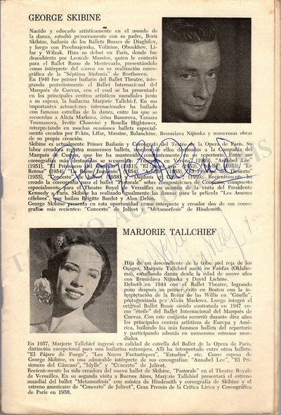 Tallchief, Maria - Skibine, George - Signed Program Teatro Colon 1961
