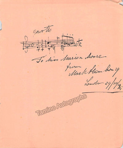Hambourg, Mark - Autograph Music Quote Signed 1901