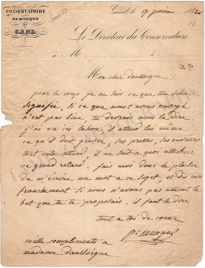 Mengal, Martin-Joseph - Autograph Letter Signed 1842