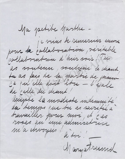 Freund, Marya - Autograph Letter Signed