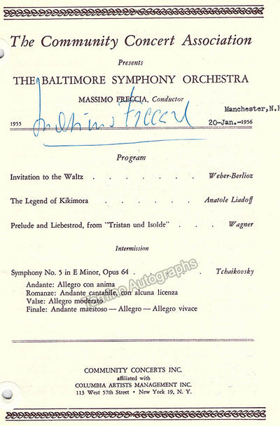 Freccia, Massimo - Signed Program New York 1956