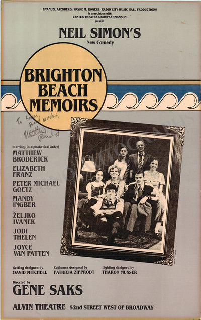 Broderick, Matthew - Signed Broadway Poster Brighton Beach's Memoires