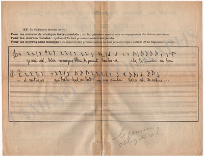 Duhamel, Maurice - Autograph Music Quote Signed