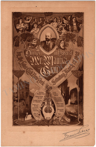 Grau, Maurice - Signed Lottos Club Dinner Menu 1902