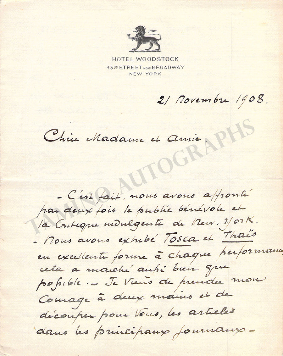 Renaud, Maurice - Autograph Letter Signed 1908