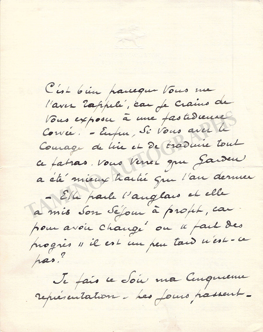Renaud, Maurice - Autograph Letter Signed 1908