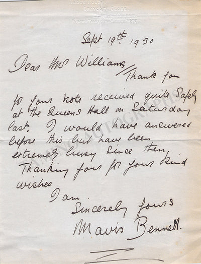 Bennett, Mavis - Autograph Note Signed