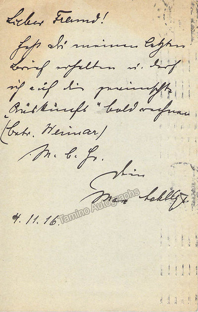 Schillings, Max von - Autograph Note Signed 1916