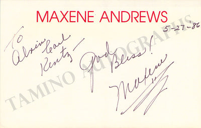 The Andrews Sisters - Autograph Lot