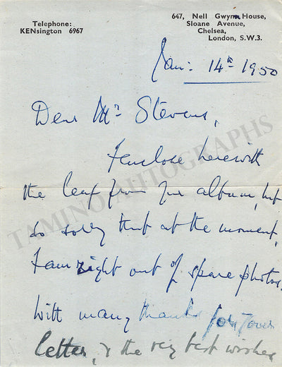Harrison, May - Autograph Note Signed 1950