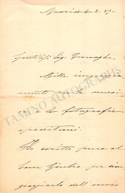 Borelli-Angelini, Medea - Autograph Letter Signed 1889