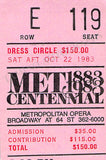 Met Opera - Centennial Gala Set x 4 Ticket Stubs 1983