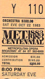 Met Opera - Centennial Gala Set x 4 Ticket Stubs 1983