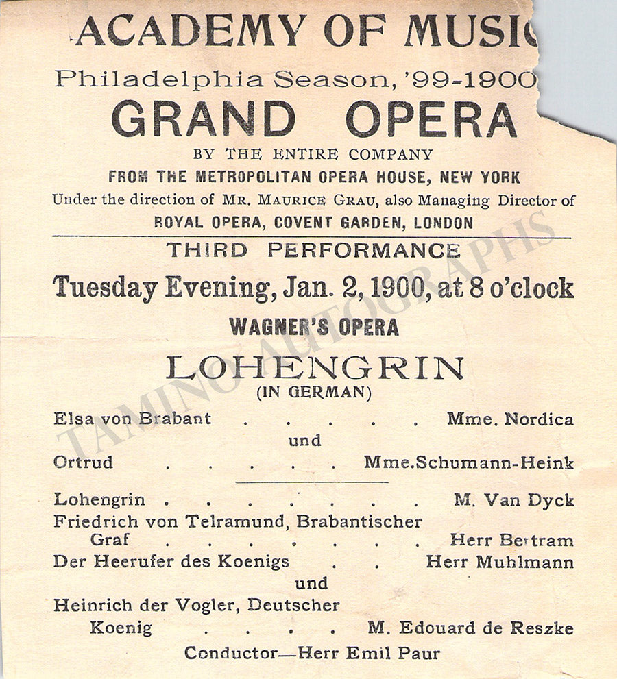Clip Program Philadelphia Met Opera Collection of +50 Program Clips 1890-1920 – Tamino