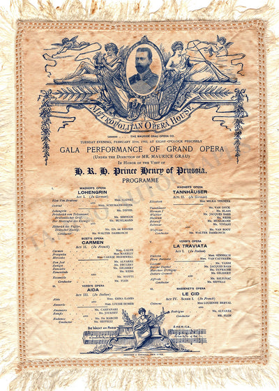 Metropolitan Opera - Silk Program Gala 1902 Prince Henry of Prussia