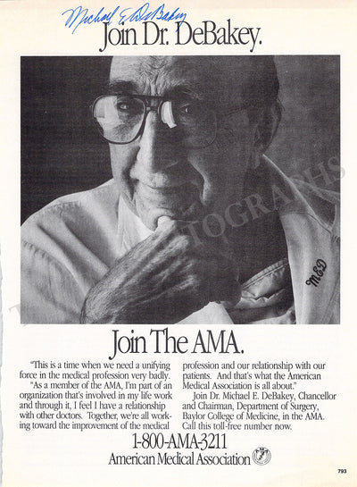 DeBakey, Michael Ellis - Signed Ad
