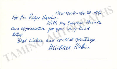 Rabin, Michael - Signed Card 1961