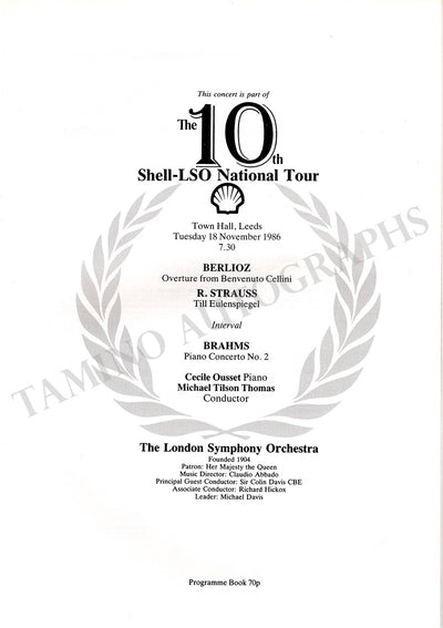 Tilson-Thomas, Michael & Others - Signed Program Leeds 1986