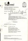 Tippett, Michael - Signed Program Tanglewood 1978