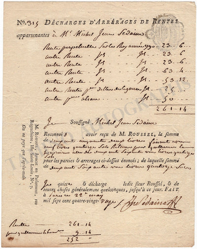 Sedaine, Michel-Jean - Signed Document