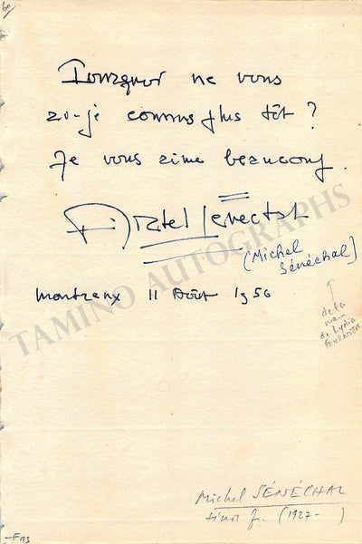 Senechal, Michel - Autograph Note Signed 1956