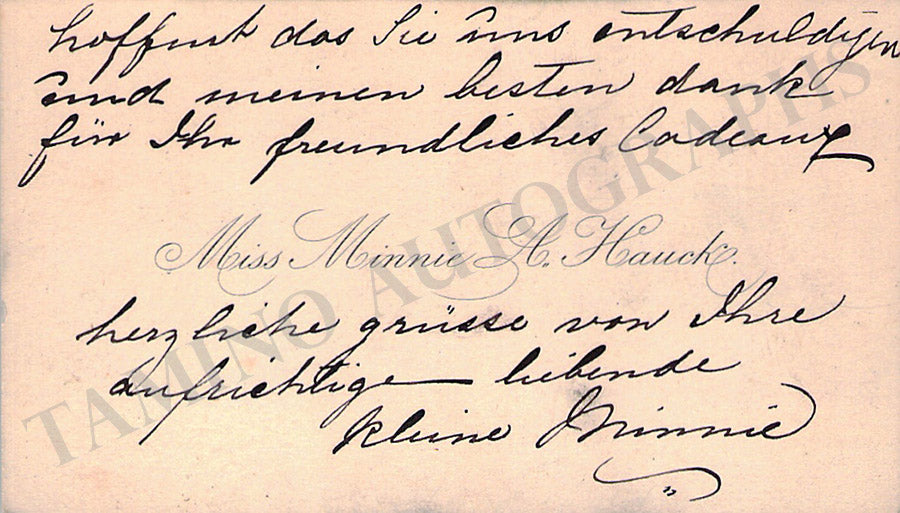 minnie hauck Minnie Hauk Autograph Note Signed on Card