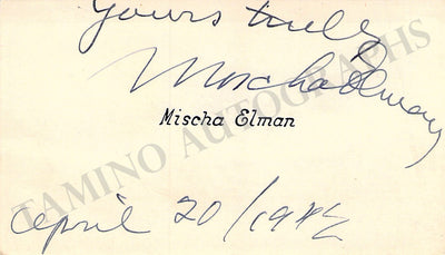 Elman, Mischa - Signed Visiting Card 1942