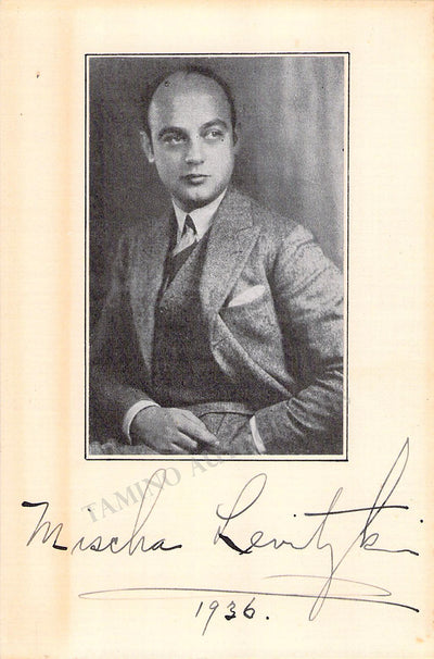 Levitzki, Mischa - Signed Card & Photograph 1936