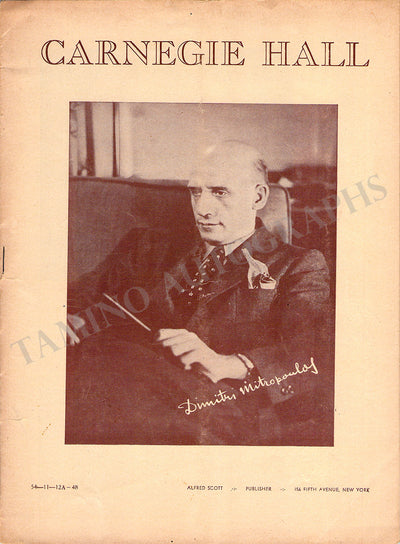 Poulenc, Francis - Mitropoulos, Dimitri - Concert Program New York 1948
