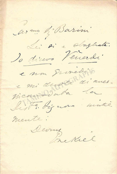 Ezekiel, Moses Jacob - Autograph Note Signed