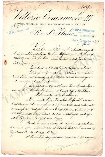 Mussolini, Benito - Vittorio Emmanuele III - Signed Document 1930