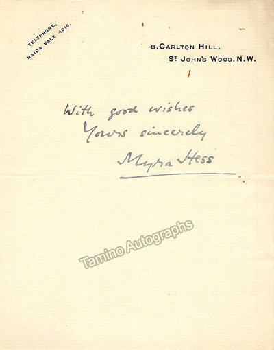 Hess, Myra - Autograph Note Signed