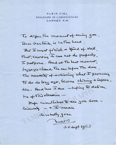 Autograph Letter Signed (1963)