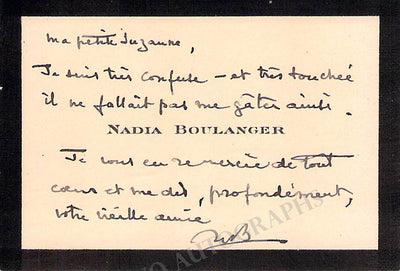 Boulanger, Nadia - Autograph Manuscripts (Various Options)