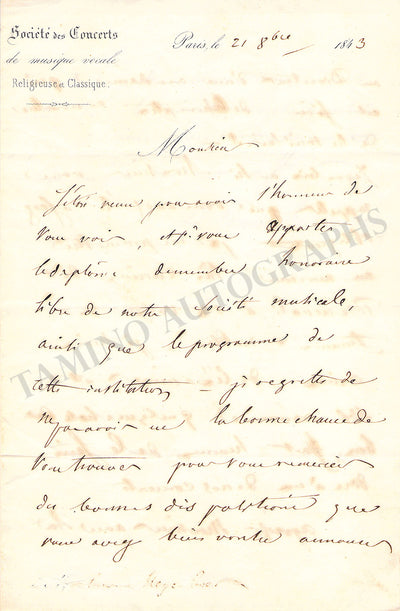 Ney, Napoleon Joseph - Autograph Letter Signed 1843