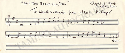 Ayer, Nat D. - Autograph Music Quote Signed 1944