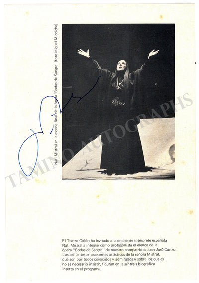 Mistral, Nati - Signed Program "Bodas de Sangre" 1979