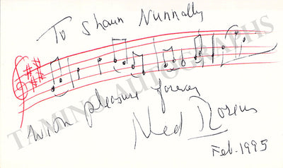 Rorem, Ned - Autograph Music Quote Signed 1995