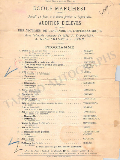 Melba, Nellie - Eames, Emma - Program Clip Paris 1887