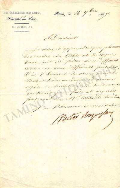 Roqueplan, Nestor - Set of 2 Autograph Letters Signed