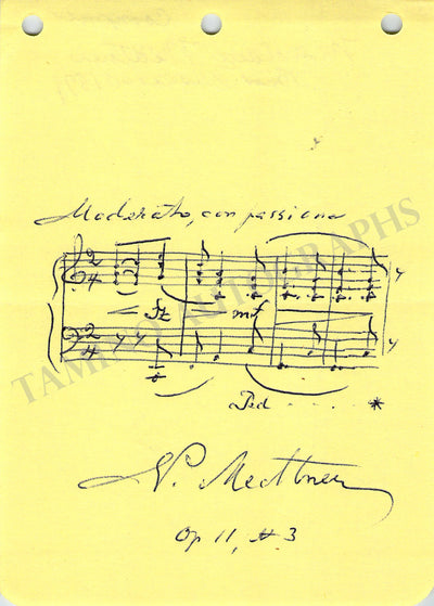 Medtner, Nikolai - Autograph Music Quote Signed