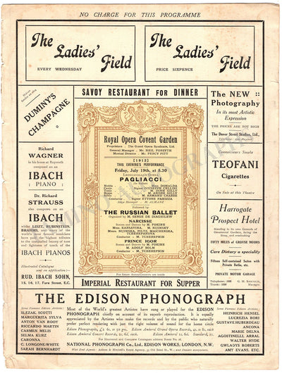 Nijinsky, Vaslav - Performance Program London 1912