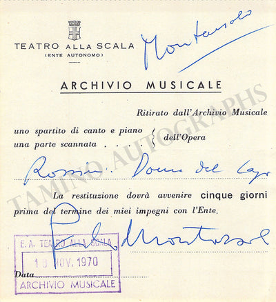 Opera Singers - Lot of 28 La Scala Receipts & Contracts