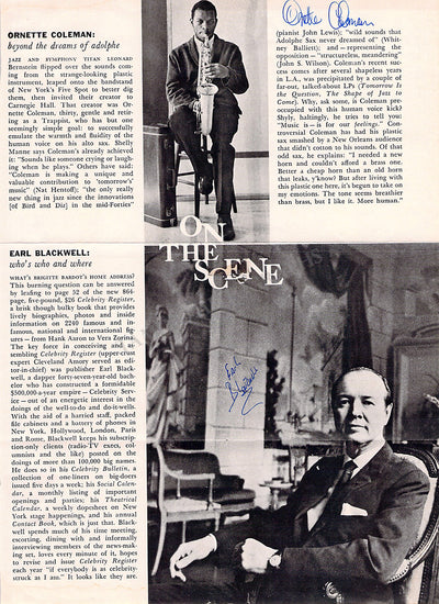 Coleman, Ornette - Signed Magazine Page