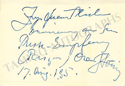 Straus, Oscar - Autograph Note Signed 1950