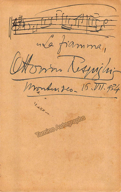 Respighi, Ottorino - Autograph Music Quote Signed 1934